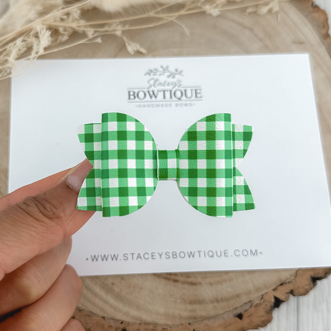 Small Green Gingham Bow