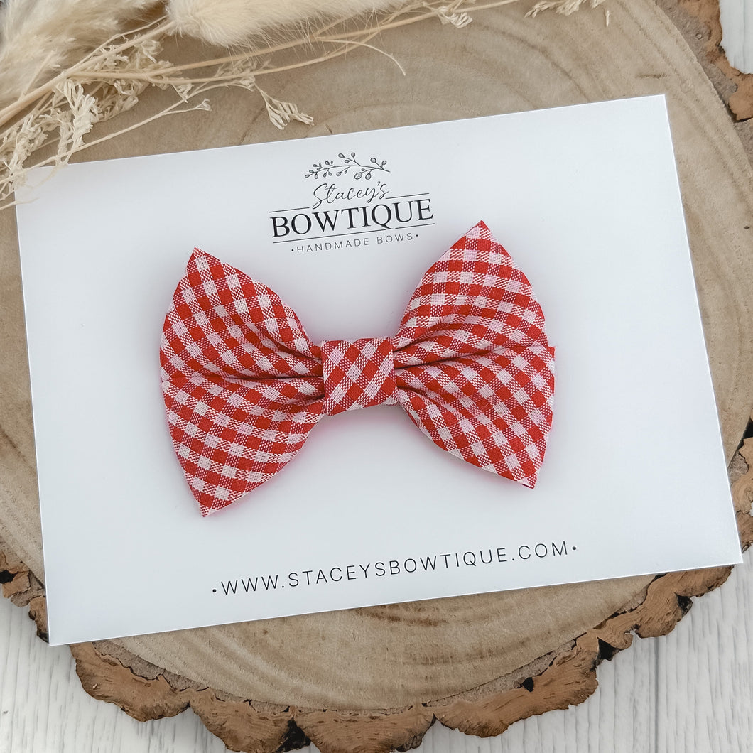 Red Gingham Bias Bow