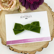 Load image into Gallery viewer, Moss Velvet Ribbon Bow

