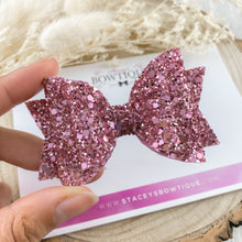 Load image into Gallery viewer, Rose Pink Glitter Bow
