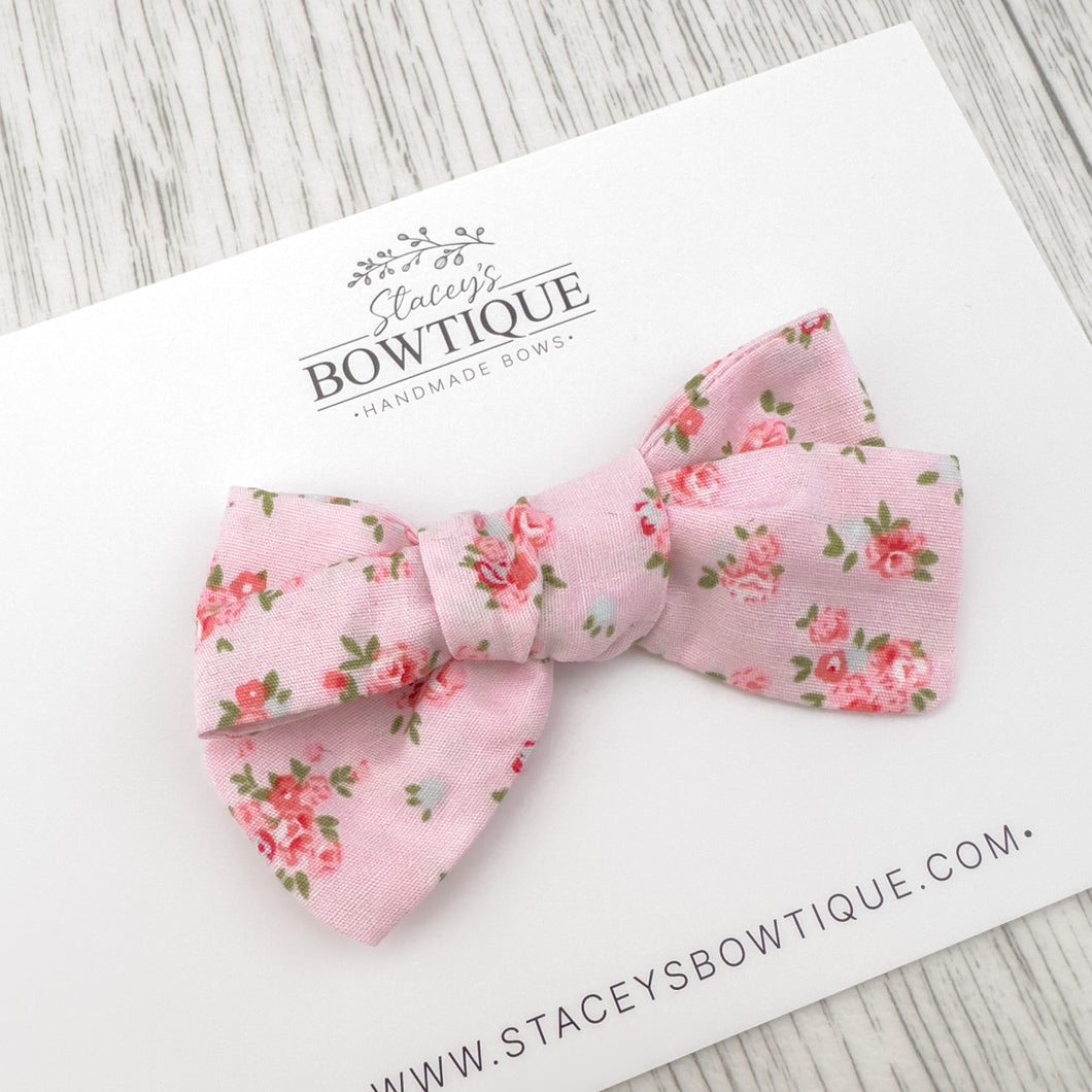 Pink Floral Tie Bow